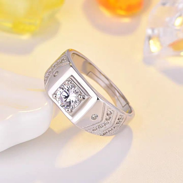 【IKE】1 Piece Plated Silver Adjustable Crown Couple Rings Men