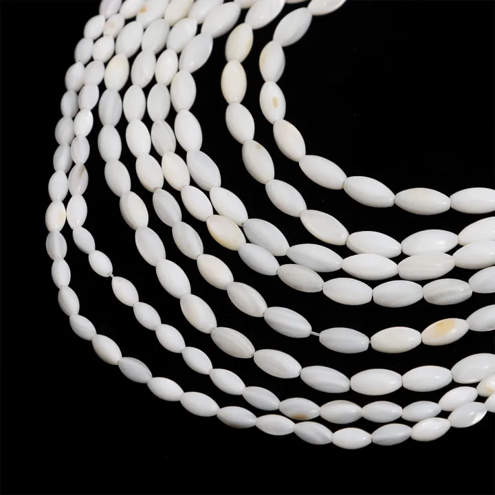 7/10/11mm%20Natural%20White%20Shell%20Beads%20Mother%20Of%20Pearl%20Loose%20Rice%20Oval%20Beads%20For%20Necklace%20Bracelet%20Earring%20DIY%20Jewelry%20Making%2015''%2038cm/Strand%20-%20Image%206