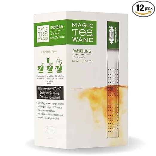 Premiers Darjeeling Tea, Premium Black Tea, Single Origin Tea, Leaf Tea in Magic Tea Wands, 12 Wands, 30 Gms, Garden Fresh Tea, Muscatel and Slightly Fruity Taste, Tea Stick Infuser in a White Box (FROM INDIA SAB)