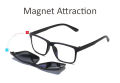 6 in 1 Magnetic Sunglasses (2202A) Clip On Spectacle Snap On Glasses EyeglassesMini - Figures. 