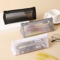 Transparent Stationery Pencil Bag Student Examination Dedicated Nylon Mesh Pen Case Unisex Large Capacity Makeup Pouch School Office Supplies. 