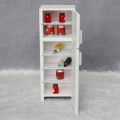 1/12 Miniature Wooden Double Door Refrigerator Simulation Fridge Model for Doll House Decoration Silver. 