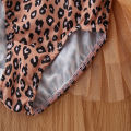 Yfashion Girls Cotton Sleeveless Swimwear Trendy Leopard Printing One-piece Mesh Skirt Breathable Swimsuit For 6m-5y Children. 