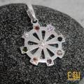 natural 925 Silver Dharmachakra Pendant With natural Nawarathna Stone. 