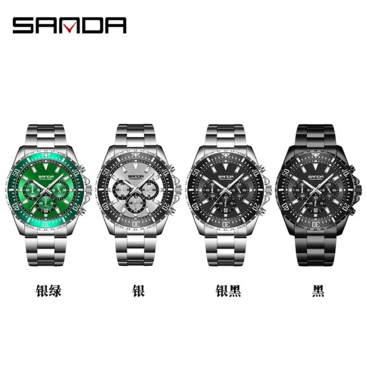 Sanda%20Steel%20Belt%20Calendar%20Men's%20Watch%20Personalized%20Quartz%20Three%20Eye%20Six%20Needle%20Green%20Water%20Ghost%20Fluorescent%20Watch%205306%20-%20Image%204