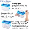 Mini Shredder Strip Cut Paper Shredder Hand Shredder with Clear Basket Paper Documents Cutting Tool for Office Home Desktop. 