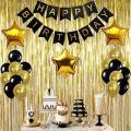 Birthday Decoration set Gold & Black with Stars. 