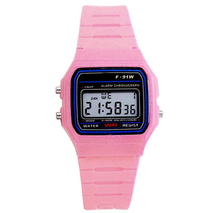 bellylady Students Electronic LED Digital Plastic Sports Wrist Watch Waterproof Watch - Pink