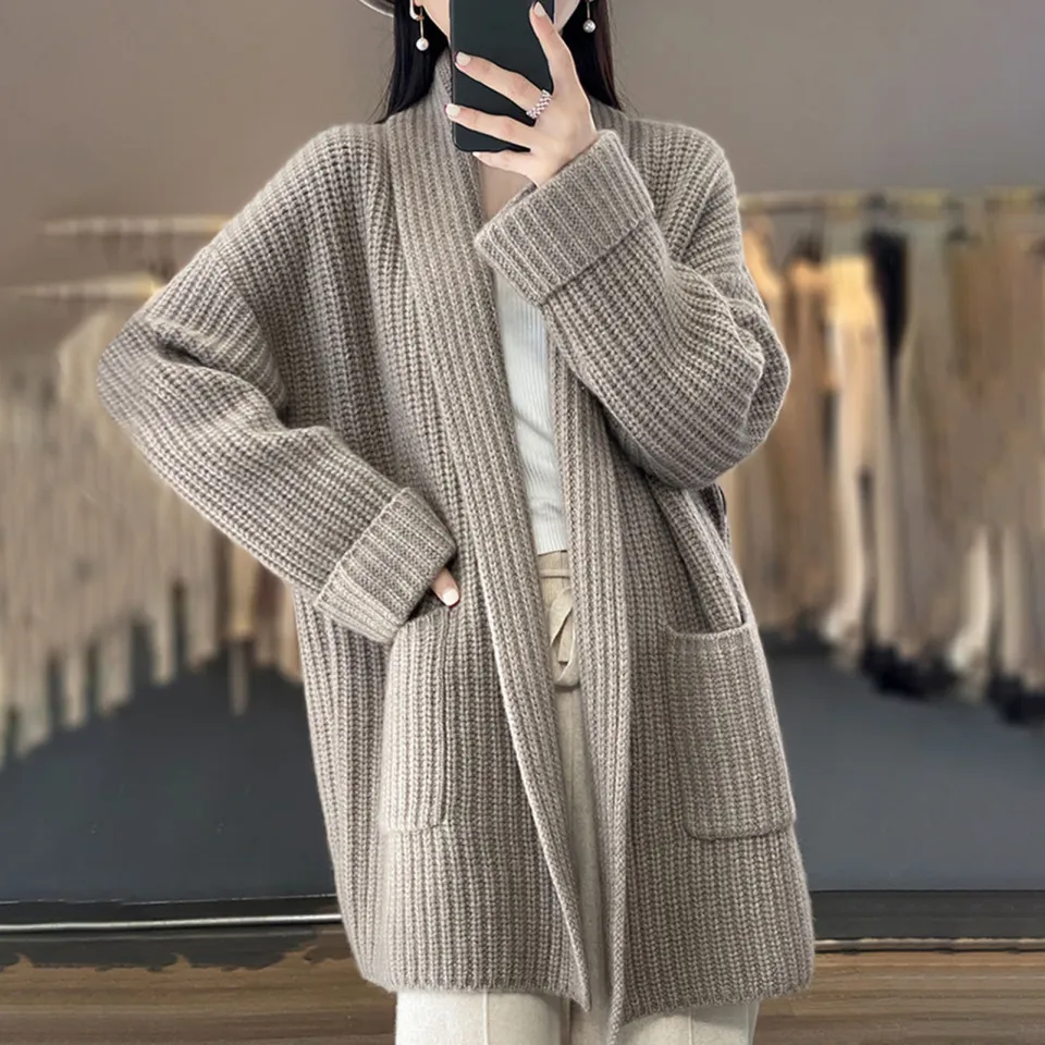 Long Sleeve Sweater Coat Cozy Stylish Women s Fall Winter Cardigan Sweater with Pockets Warm Soft Plus Size Perfect for Southeast Asian Fashionistas Women Cardigan Sweater Daraz.lk