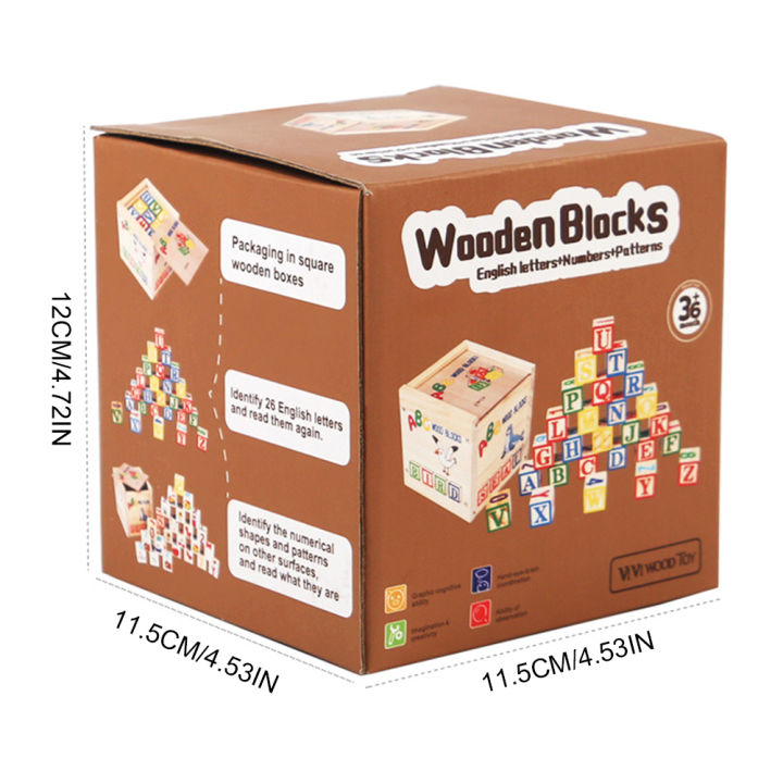 Gift boy toy learning building blocks number piece 27 blocks ABC wooden ...