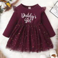 Toddler Baby Girl Party Dress Daddy's Girl Long Sleeve Princess Dress 0-2 Years Autumn Clothes. 