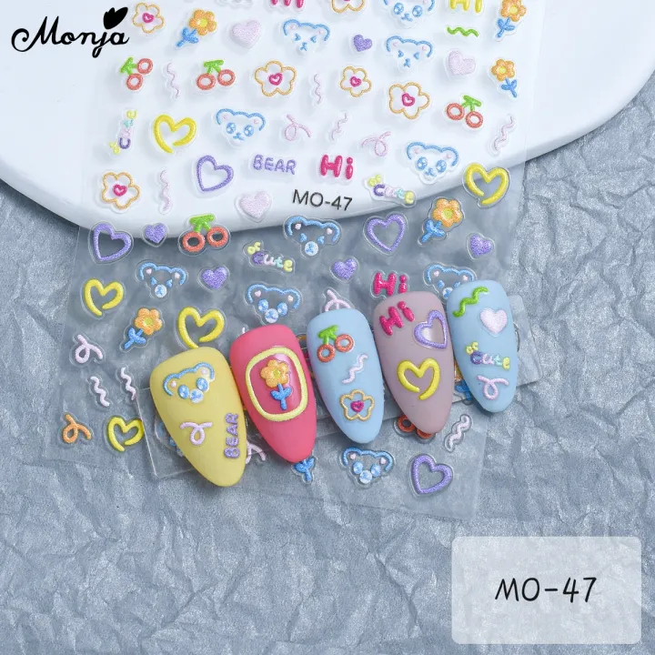Monja%205D%20Nail%20Art%20Stickers%20Cute%20Lines%20Cartoon%20Embossed%20Colorful%20Heart%20Patterns%20Reliefs%20Adhesive%20Decals%20DIY%20Nail%20Art%20Decoration%20Tools%20-%20Image%207