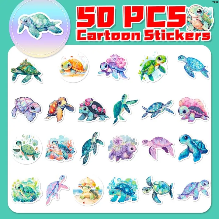 YekeSales promotion 10/50pcs Blue Sea World Turtle Stickers Pack for ...