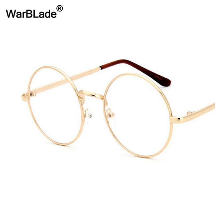Vintage Round Glasses Clear Lens Fashion Gold Round Metal