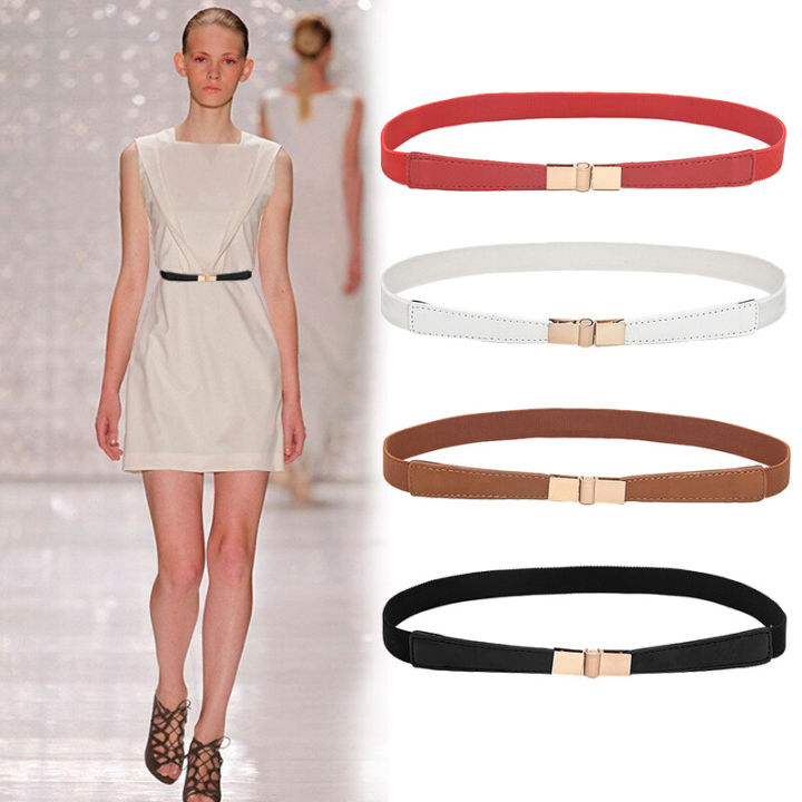 Elastic Thin Ladies Dress Belt Black Red White Skinny Women Waist Belt Strap Strench Female Waistband