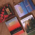 Desktop Mini Calendar Clock-in Calendar Book Scenery-themed Decoration Student Self-disciplined Calendar. 