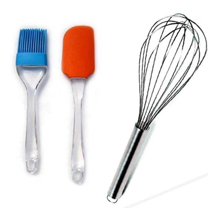 3 in 1 combo - one Whisk, one Set of Spatula and Oil Silicone Brush