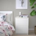 VTEC 2 Drawer White Bedside Cupboard / Chest table / Bedside Table / Console table / Drawer box / Drawer cupboard / Storage cupboard / Side Table / Modern Furniture. 