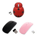 Mini Animal Shape Wireless Mouse with USB 2.4GHz Cartoon Ladybug Mouse for Most Systems Desktop Laptop Accessories. 