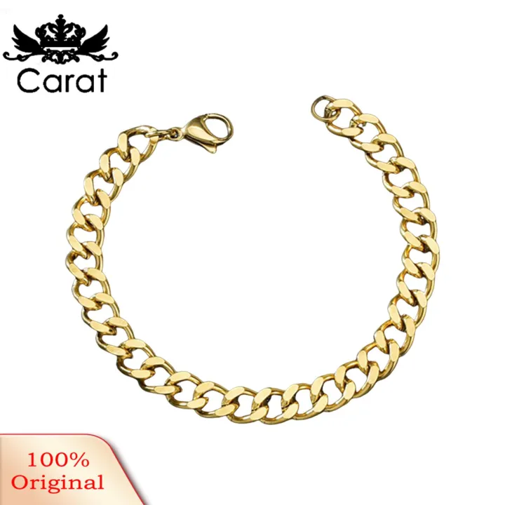 Carat Hollow Out Bracelet Stylish Stainless Steel Cuban Chain Bracelet for Men Hip Hop Club Party Wrist Jewelry Solid Color Polished Design Favorite Lightweight Bracelet