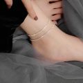 Thin Stamped Minimalist Silver Color Shiny Chains Anklets For Women Girls Friend Foot Jewelry Leg Barefoot Bracelet Accessories. 