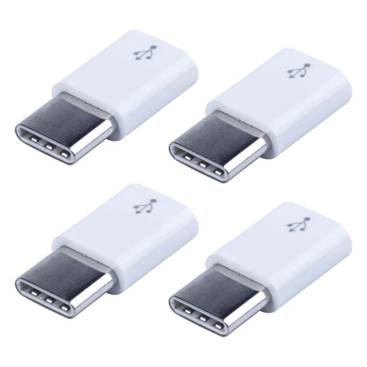 4 Adaptateurs USB-C Mâle Vers Micro-USB Femelle - Conversion De Connexion, Charge Et Transfert De Données, Blanc
