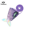 Yfashion Kids Coin Purse Children's Crossbody Small Bag Fish Tail Design Sequins Hanging Rope Coin Bag As Perfect Gift. 