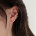 3Pcs Set Women Fashion Elegant Minimalist Zircon Ear Clips / Ladies Bohemia Rhinestone Hoop Earrings. 