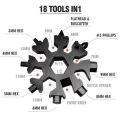 18 in 1 Snowflake Multi Tool Portable Stainless Steel Wrench Bottle Opener Pocket Snowflake Keychain Tool. 