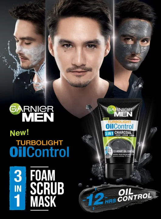 GARNIERS%20MEN%20Turbolight%20Oil%20Control%203%20in%201%20Charcoal%20Wash,%20Scrub%20&%20Mask%20-%20100g%20-%20Image%203