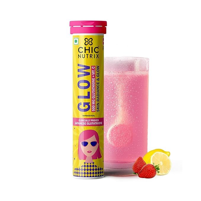 Chicnutrix Glow-Tablet | Japanese Glutathione & Vit. C| Antioxidants for clear, glowing skin| Sugar-free, Strawberry-lemon flavour