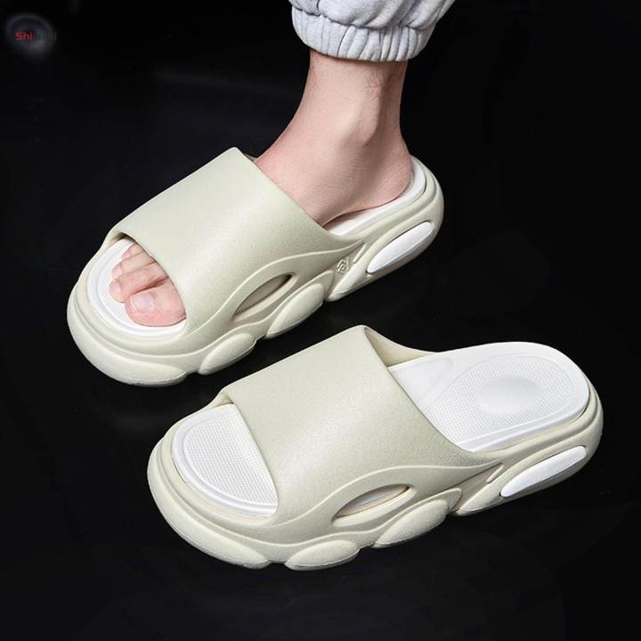 EVA Slippers Open Toe Sandals Home Bathing Women Men Bathroom Thick Platform Beige 39 to 40