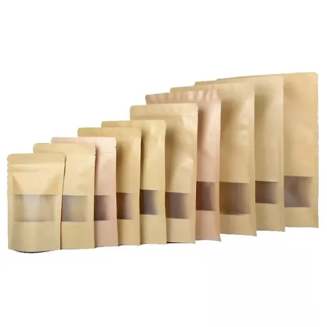 25pcs%2012x20cm%20Brown%20Kraft%20Paper%20Transparent%20Zip%20lock%20Standup%20Pouch%20Bags%20With%20Clear%20Translucent%20Window%20For%20Dried%20Food,%20Candy,%20Spices%20&%20Nuts%20-%20Image%204