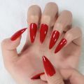 Stiletto Mirror Red Light Gossy Red Color Fingernails Sharp Nails Art Medium Size Wholesale Manicure Full Cover With Tabs. 