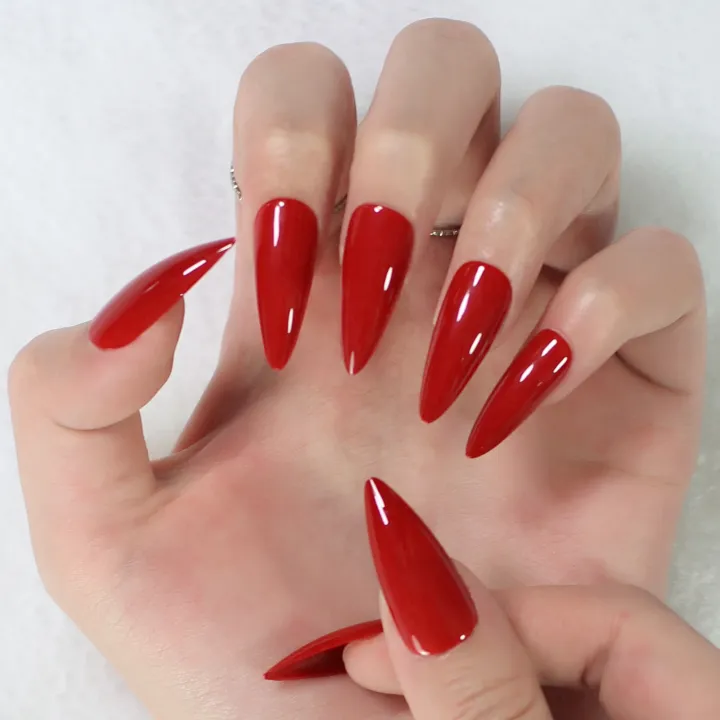 Stiletto%20Mirror%20Red%20Light%20Gossy%20Red%20Color%20Fingernails%20Sharp%20Nails%20Art%20Medium%20Size%20Wholesale%20Manicure%20Full%20Cover%20With%20Tabs%20-%20Image%202