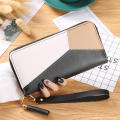 Zipper closure Long purse Stylish Women's Colorful stitching Handbag Large capacity Coin purse for Daily use Party Shopping Travel Gift for her. 