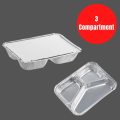 3 Compartment Aluminium Silver Foil Container, Food Container, Food Box, Lunch Box, Food Storage Disposable Containers with Lid for Kitchen.. 