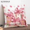 Christmas Pillowcase Vibrant Color Soft Linen Christmas Pillow Cover Fade-resistant Square Cushion for Sofa Hidden Zipper Closure Southeast Asian Buyers' Choice Durable Linen Pillowcase. 