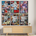 A3/A4 Size Framed wall posters GTA 3 Gta vice city Gta 5 Gta 6 Grand Theft Auto game series wall posters wall decorations for any room. 
