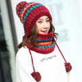 【EleganceEssence】Women Plus Velvet Knitted Hat Scarf Set Autumn Winter Thick Beanie Baggy Girls Warm Fleece Ski Cap Fashion Neckerchief Scarves. 