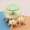Pretend Play Outdoor Dinign Table and Chair Set Exquisite Activity Picnic Dinner Toys Picnic Table with Parasols for Birthday Gift Preschool. 