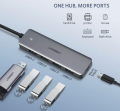 UGREEN 4 Port USB 3.0 Hub Ultra Slim High-Speed Splitter / USB 3.0 Power Supply / Speed Up To 5Gbps / Support 10TB Hard Drive / Data Transfer / Compatible With Windows, Mac OS (50985). 