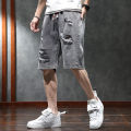 Ripped Denim Shorts for Men 2024 New Fashion Brand Pants Summer Loose Men's Fifth Pants Summer Thin. 