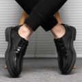 Spring and Autumn Men's Shoes Elevator Wild Business Leather Shoes Korean Style Trendy Non-Slip All-Match Best Man Shoes Casual Black Shoes Work. 