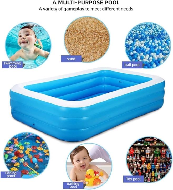 INTIME 1.8M (YT-666) Inflatable Family Swimming Pool 3 Layer Extra Large Rectangular Kids Swimming Pool Indoor Outdoor