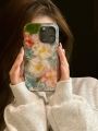 Fashion Illusory Color Water Ripple Pink and White Flowers Cover Case For iPhone 15 14 13 12 11 Pro Max Phone Case. 