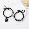 2Pcs Romantic Couple Heart Magnetic Attracting Bracelets for Girl Cute Cartoon Ghost Pendant Bracelet Friendship Halloween Gift. 