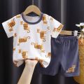 Girls' Children's Clothing Short Sleeve Shirt Summer New Suit One-Piece Pure Cotton Clothes Korean Style Baby Baby Boy. 