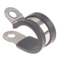 2pcs 304 Stainless Steel Rubber Lined P Clips Cable Mounting Hose Pipe Clamp. 