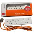 ORANGE - Extension Wire Cord 3 / 5 / 7 Meter - 13A Trailer Multi Socket - Multi Plug Power Strip. 
